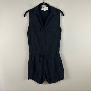 Cloth & Stone | Black Stone Wash Collared Sleeveless Romper Size XS